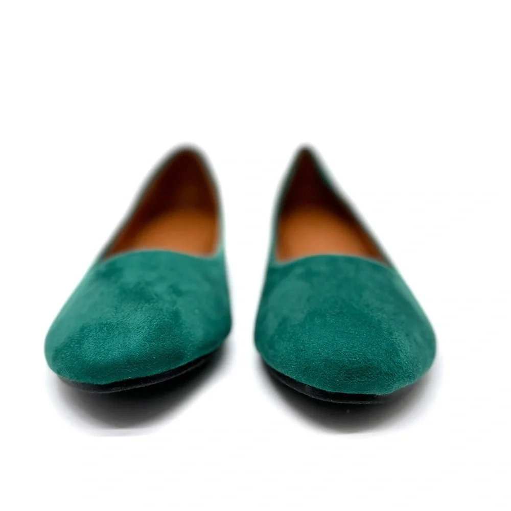 Ollio Faux Suede Ballet Flats Slip on Shoes Green Size 9 1/2